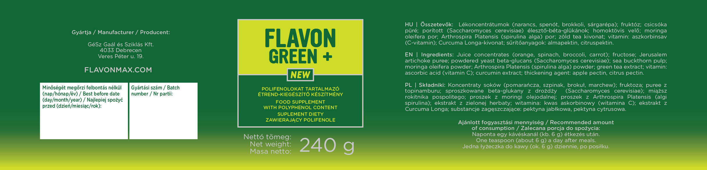 A FLAVON Green+ NEW zöldség koncentrátum élelmiszer - Image 3